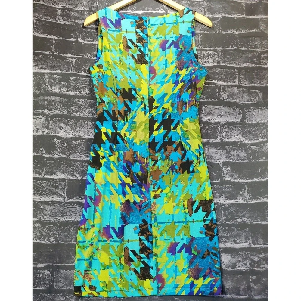 ABS Silver Label Midi Dress Women Small Green Blue Elegant Vacation Resortwear - Picture 6 of 11